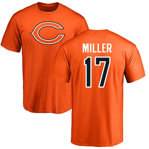 Chicago Bears Men Orange Anthony Miller Name and Number Logo NFL Football #17 T Shirt
